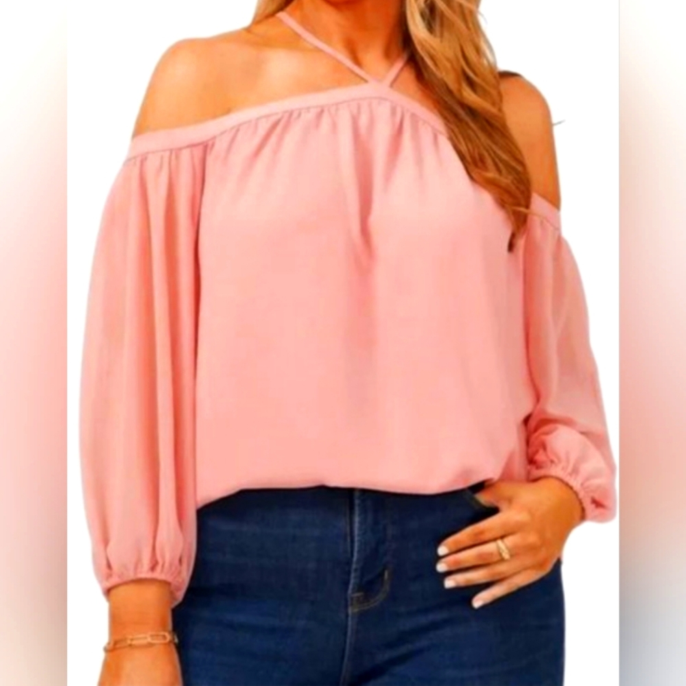 1. State Halter Off Shoulder Bubble Sleeves To Blouse Size XL